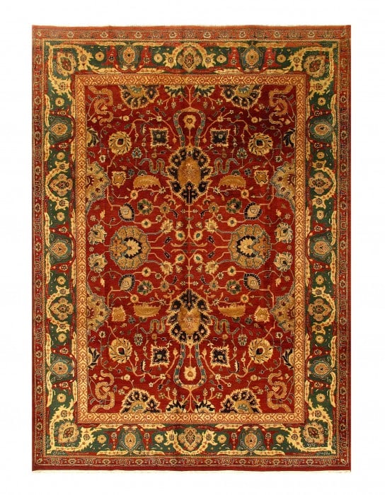 Red Color Fine Hand Knotted Agra Rug 9' X 13' (1 of 3)