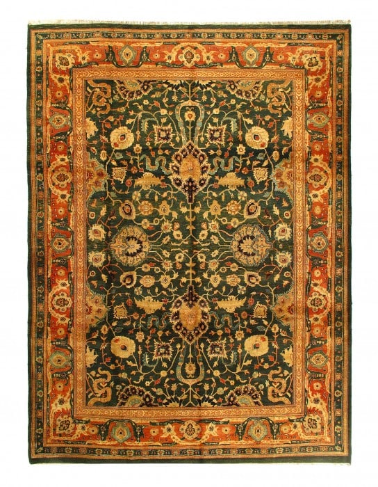 Green Fine Hand Knotted Agra 9'9'' X 13'6'' (1 of 4)