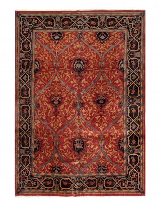 Red Color Fine Hand Knotted Agra 9'9'' x 13'9'' (1 of 3)