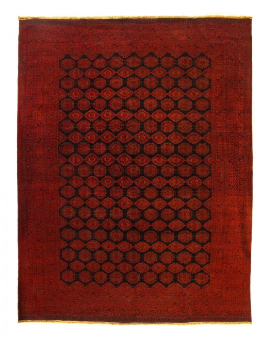 Afghan Bashir Red Hand Knotted Rug 9'9"X 12'7": Afghan Bashir Red Hand Knotted Rug 9'9"X 12'7" - circa 1960, Afghan, Hand-Knotted, Lamb's Wool, 300 -D14994- 862.This item is part of our fine auction collection which includes many fine home accessor