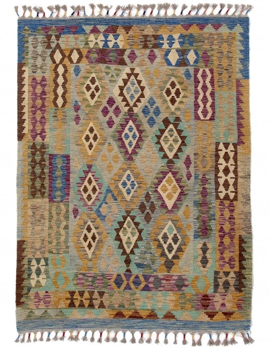 Afghan Kilim Handspun Wool Rug - 4'11" x 6'6" (1 of 4)