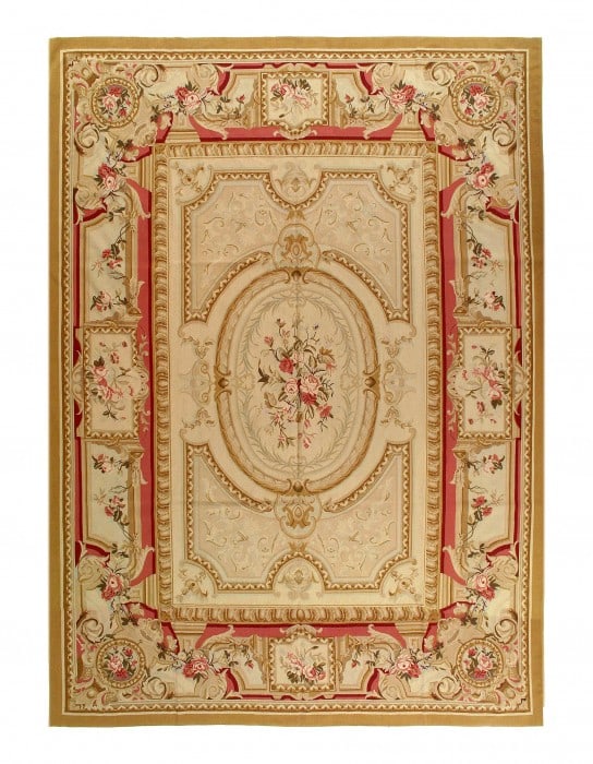 Beige Color Fine Hand Knotted Abusson Rug 10' X 14'2'' (1 of 3)