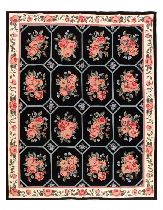 Black Color Fine Hand knotted Abusson 7'9'' X 9'4'' (1 of 4)