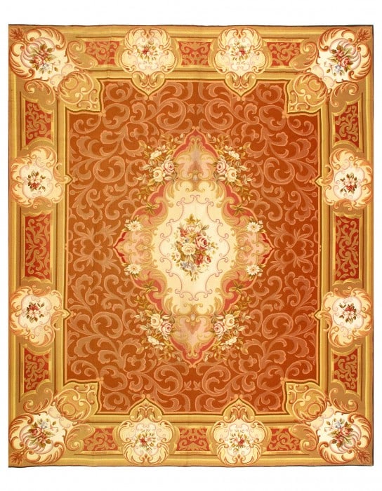 Light Brown Fine Hand Knotted Aubusson Rug 8' X 9'9'': Light Brown Fine Hand Knotted Aubusson Rug 8' X 9'9'' - , Abussan, Hand-Knotted, Flat Weave, 300 -20304- 862.This item is part of our fine auction collection which includes many fine home accessories