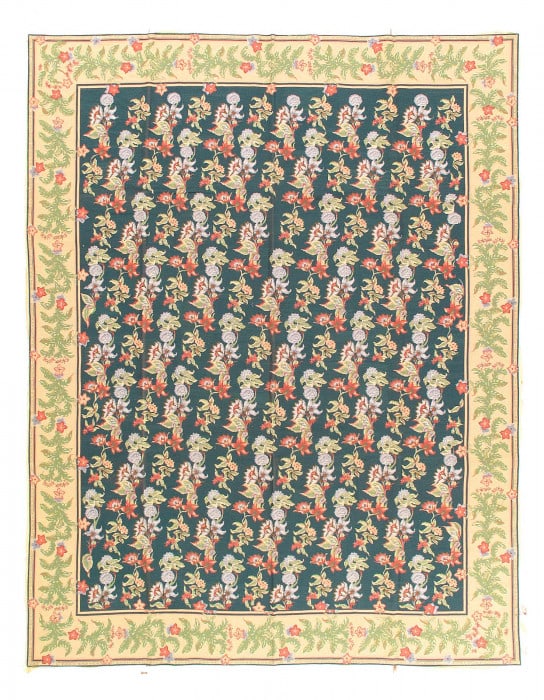 Green Fine Hand Knotted Flat weave Aubusson rug 7'8"X 9'8" (1 of 3)