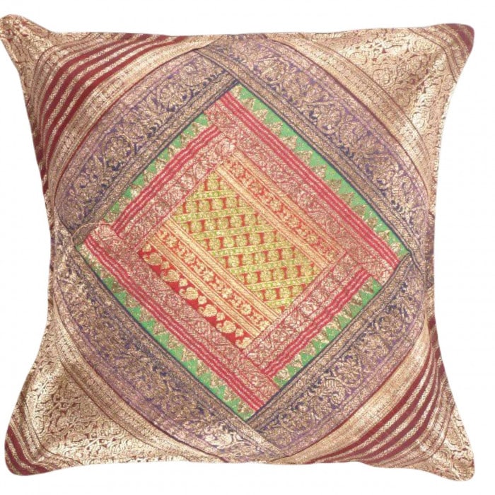 Vintage Sari silk Square Pillow Case 16 ": Vintage Sari silk Square Pillow Case 16 " - N/A, Traditional, Hand-Woven, sari Silk, 300 -PSS 201- 862.This item is part of our fine auction collection which includes many fine home accessories includ