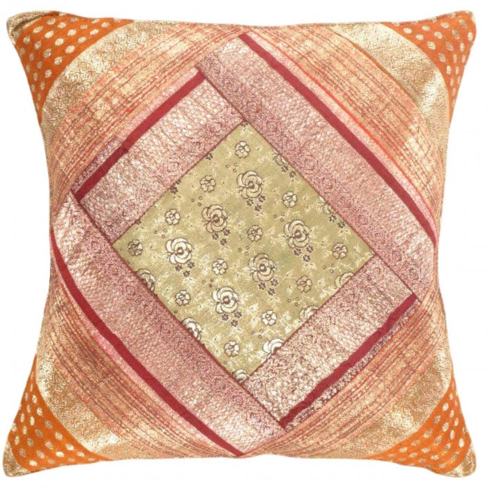 Vintage Sari silk Square Pillow Case 16 ": Vintage Sari silk Square Pillow Case 16 " - N/A, Traditional, Hand-Woven, sari Silk, 300 -PSS 200- 862.This item is part of our fine auction collection which includes many fine home accessories includ