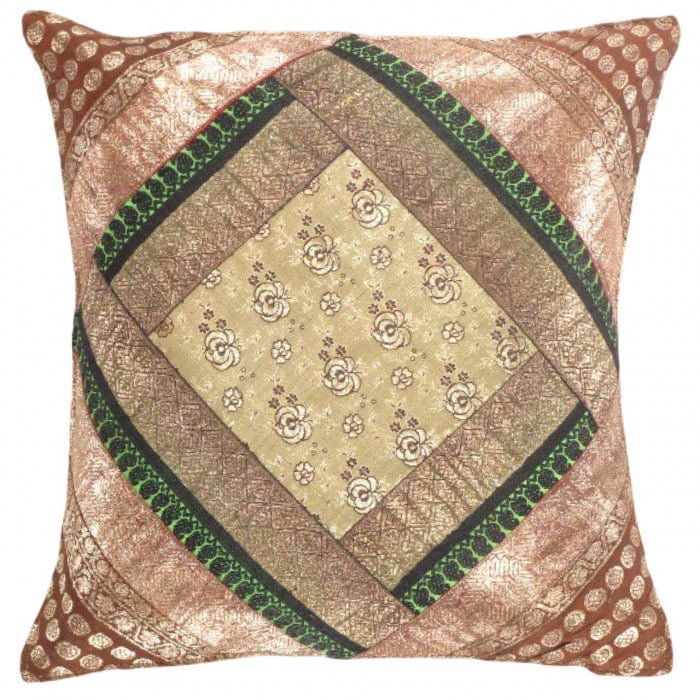 Vintage Sari silk Square Pillow Case 16 ": Vintage Sari silk Square Pillow Case 16 " - N/A, Traditional, Hand-Woven, sari Silk, 300 -PSS 198- 862.This item is part of our fine auction collection which includes many fine home accessories includ