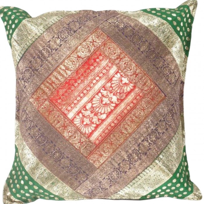 Vintage Sari silk Square Pillow Case 16 ": Vintage Sari silk Square Pillow Case 16 " - N/A, Traditional, Hand-Woven, sari Silk, 300 -PSS 196- 862.This item is part of our fine auction collection which includes many fine home accessories includ