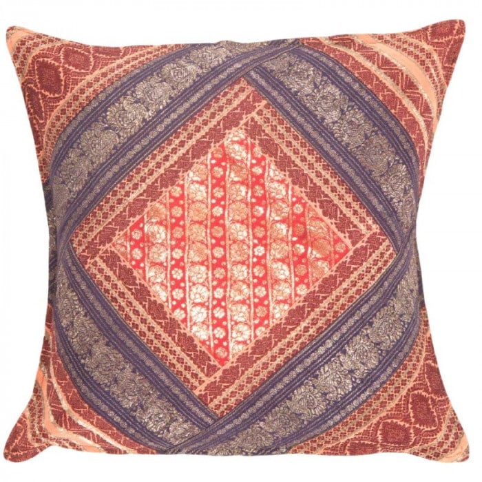 Vintage Sari silk Square Pillow Case 16 ": Vintage Sari silk Square Pillow Case 16 " - N/A, Traditional, Hand-Woven, sari Silk, 300 -PSS 174- 862.This item is part of our fine auction collection which includes many fine home accessories includ