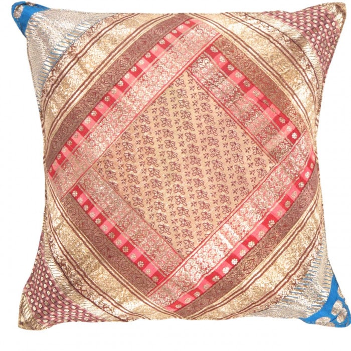 Vintage Sari silk Square Pillow Case 16 " (1 of 2)