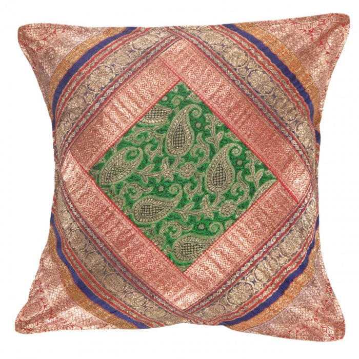 Vintage Sari silk Square Pillow Case 16 ": Vintage Sari silk Square Pillow Case 16 " - N/A, Traditional, Hand-Woven, sari Silk, 300 -PSS 159- 862.This item is part of our fine auction collection which includes many fine home accessories includ