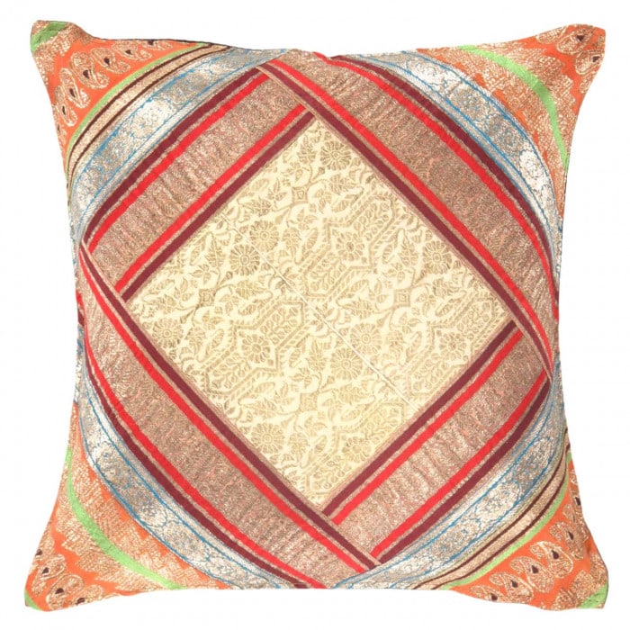 Vintage Sari silk Square Pillow Case 16 ": Vintage Sari silk Square Pillow Case 16 " - N/A, Traditional, Hand-Woven, sari Silk, 300 -PSS 157- 862.This item is part of our fine auction collection which includes many fine home accessories includ