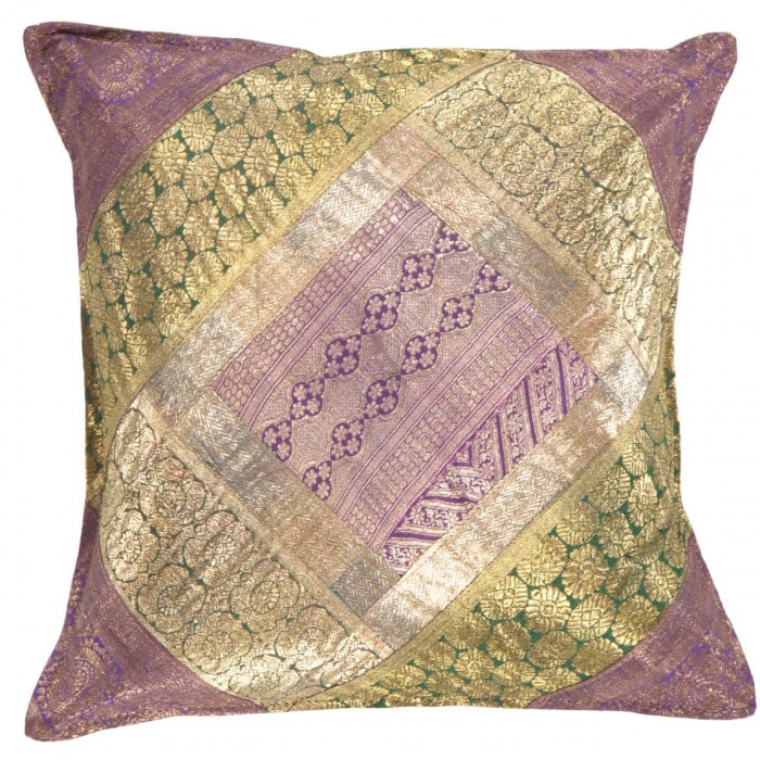 Vintage Sari silk Square Pillow Case 16 " (1 of 2)