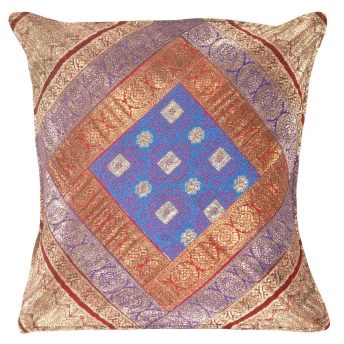 Vintage Sari silk Square Pillow Case 16 ": Vintage Sari silk Square Pillow Case 16 " - N/A, Traditional, Hand-Woven, sari Silk, 300 -PSS 127- 862.This item is part of our fine auction collection which includes many fine home accessories includ