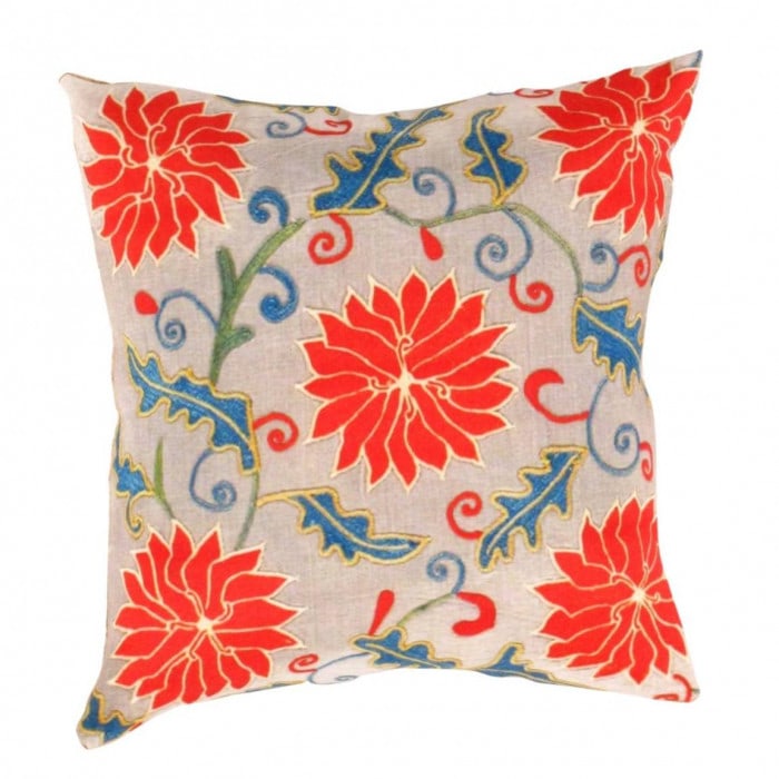 Turkish Suzani Pillow 16'' X 16'': Turkish Suzani Pillow 16'' X 16'' - New, Ikat, Hand-made, Pure Silk, 300 -TSP202- 862.This item is part of our fine auction collection which includes many fine home accessories including antique rugs,