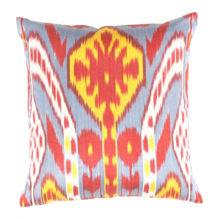 Turkish L blue .Yellow Silk Ikat pillow 16': Turkish L blue .Yellow Silk Ikat pillow 16' - New, Ikat, Handmade , Velvet Silk, 300 -TI 326A- 862.This item is part of our fine auction collection which includes many fine home accessories including