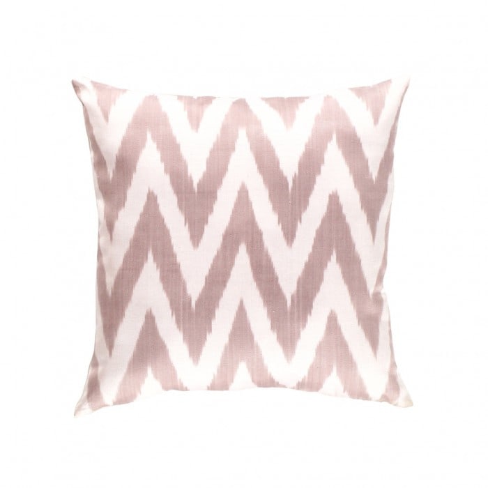 Light Brown Zig Zag Silk Ikat Pillow - 20'' X 20'' (1 of 2)