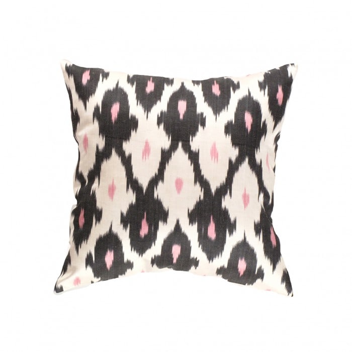 TI 301 Black Decorative Accent Ikat Pillow 20'' X 20'': TI 301 Black Decorative Accent Ikat Pillow 20'' X 20'' - New, Ikat, Hand-made, Pure Silk, 300 -TI 301- 862.This item is part of our fine auction collection which includes many fine home accessories in