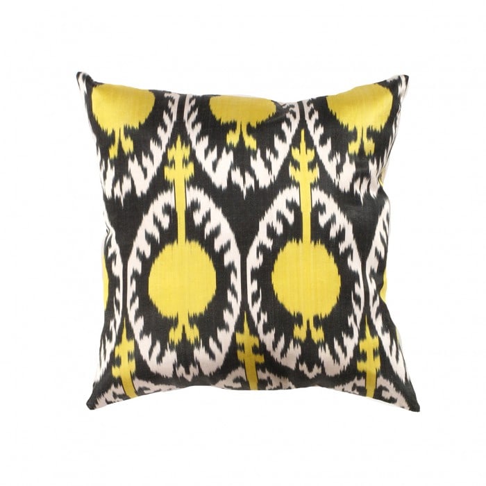 TI 297 Gold Pomegranate Style Ikat Pillow 20'': TI 297 Gold Pomegranate Style Ikat Pillow 20'' - New, Ikat, Hand-made, Pure Silk, 300 -TI 297- 862.This item is part of our fine auction collection which includes many fine home accessories including