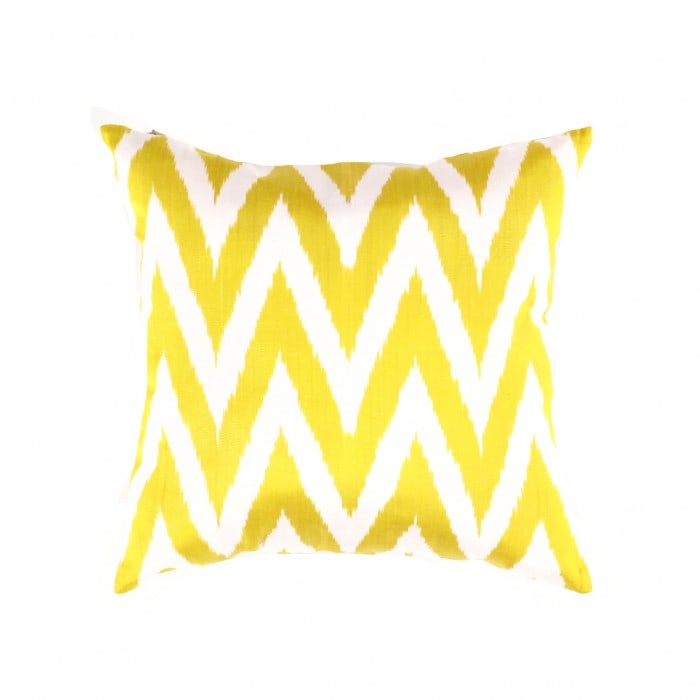 TI 271 Turkish White & Yellow Silk Ikat Pillow 20'': TI 271 Turkish White & Yellow Silk Ikat Pillow 20'' - NEW, Ikat, Hand-made, Pure Silk, 300 -TI 271- 862.This item is part of our fine auction collection which includes many fine home accessories inclu
