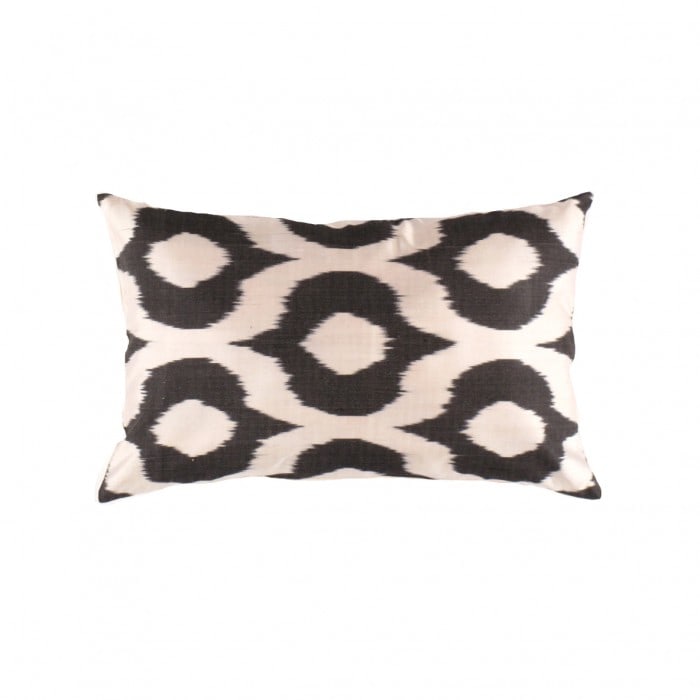 TI 266 Black Decorative Accent Ikat Pillow 16'' X 24'': TI 266 Black Decorative Accent Ikat Pillow 16'' X 24'' - New, Ikat, Hand-made, Pure Silk, 300 -TI 266- 862.This item is part of our fine auction collection which includes many fine home accessories in