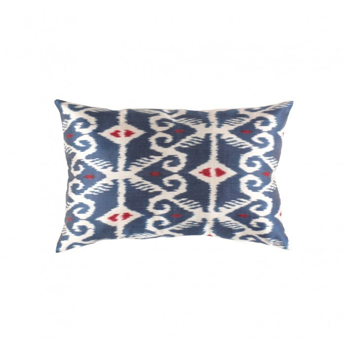 TI 260 Turkish White & blue Silk Pillow Ikat 16'' X 24'': TI 260 Turkish White & blue Silk Pillow Ikat 16'' X 24'' - New, Ikat, Hand-made, Pure Silk, 300 -TI 260- 862.This item is part of our fine auction collection which includes many fine home accessories