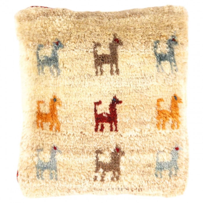 Fine Hand knotted Persian Gabbeh pillow 14" X 16": Fine Hand knotted Persian Gabbeh pillow 14" X 16" - New, Gabbeh, Handmade , Lamb's Wool, 300 -PG 176- 862.This item is part of our fine auction collection which includes many fine home accessories inc