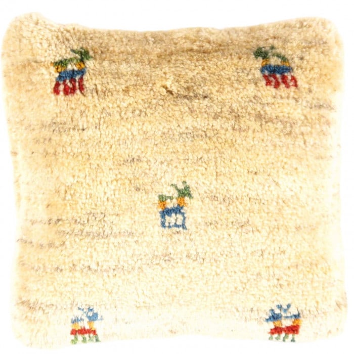 Fine Hand knotted Persian Gabbeh pillow 15'' X 15": Fine Hand knotted Persian Gabbeh pillow 15'' X 15" - New, Gabbeh, Handmade , Lamb's Wool, 300 -PG 174- 862.This item is part of our fine auction collection which includes many fine home accessories in