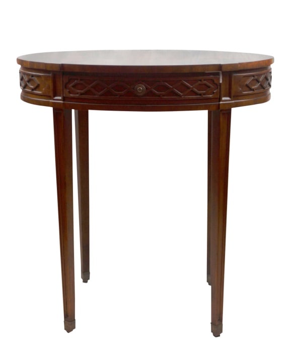 Regency Finished Mahogany and Parquetry Oval Occasional Table - 20X28X29 (1 of 5)