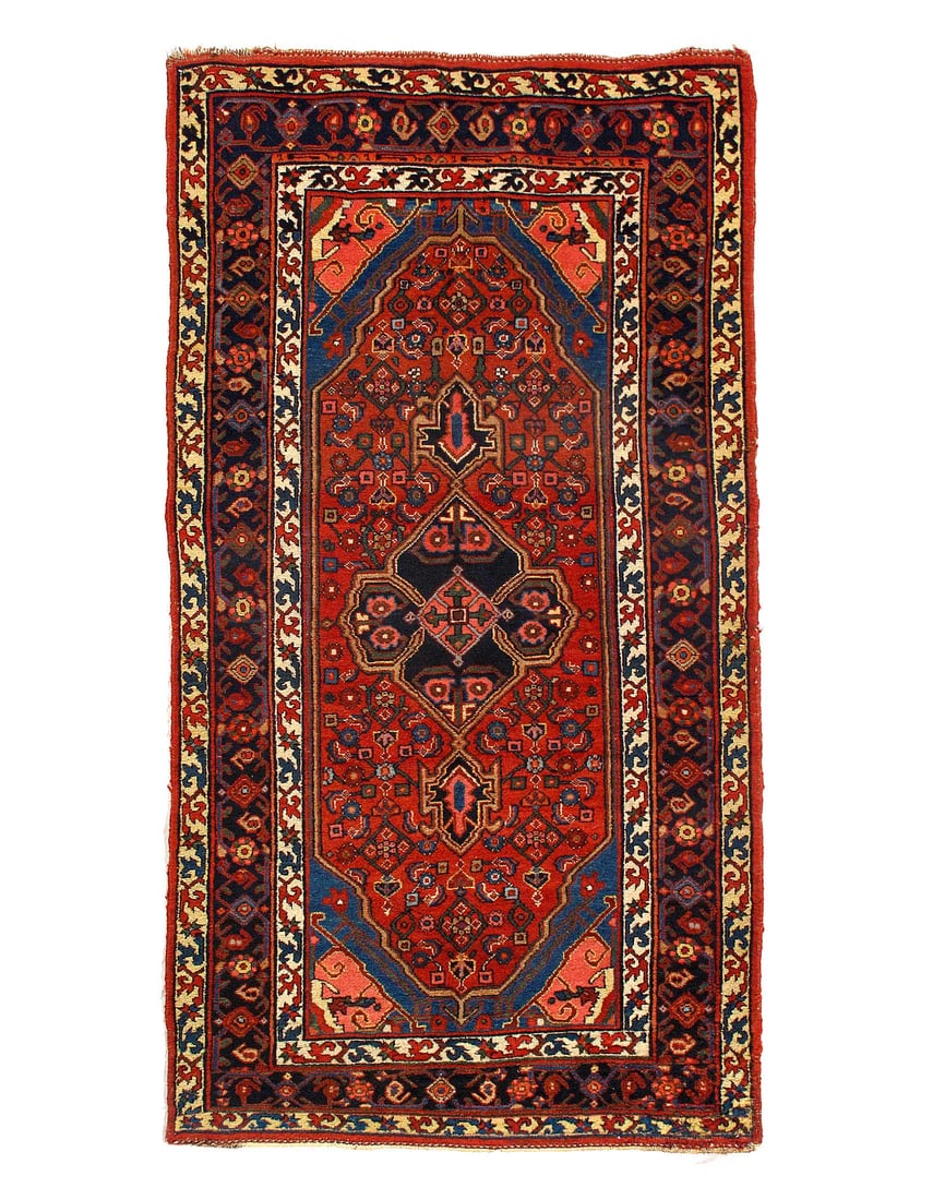 Rust Persian Antique Bidjar 4'X 7': Rust Persian Antique Bidjar 4'X 7' - CIRCA 1880, Bidjar, Hand-Knotted, Lamb's Wool, 300 -D15260- 862.This item is part of our fine auction collection which includes many fine home accessories includin
