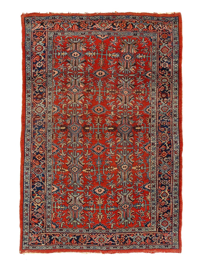 Rust Persian Antique Bidjar 4'7"X 6'8": Rust Persian Antique Bidjar 4'7"X 6'8" - CIRCA 1880, Bidjar, Hand-Knotted, Lamb's Wool, 300 -D15261- 862.This item is part of our fine auction collection which includes many fine home accessories incl