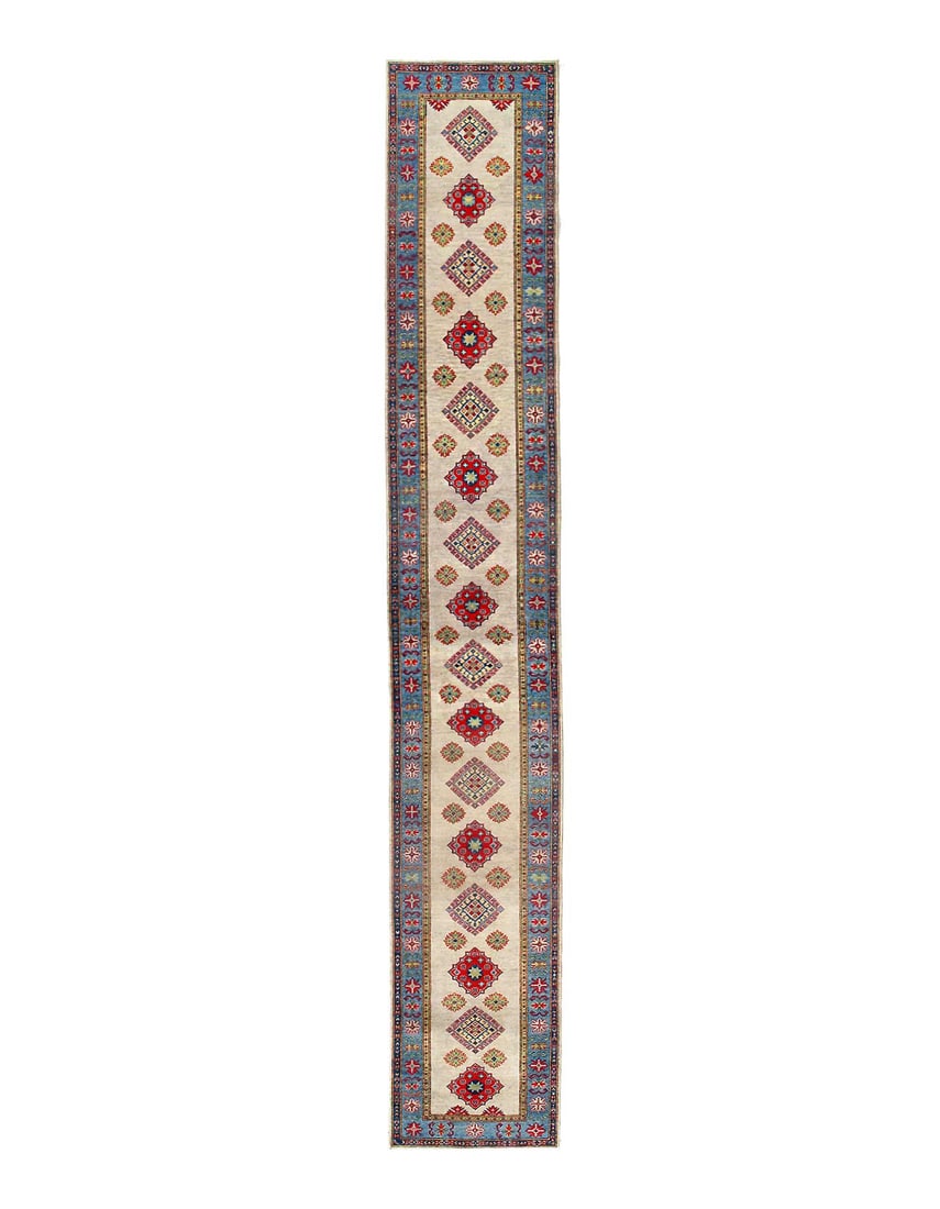 Fine Hand Knotted Kazak runner 2'11"X 18'9" (1 of 3)