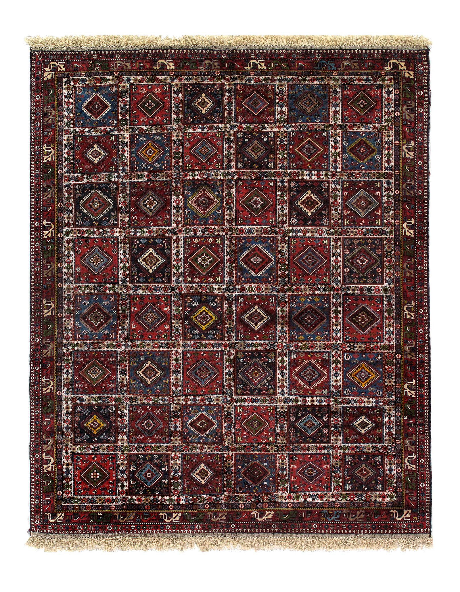 Multi color Persian Yalameh 6'9'' X 8'2'': Multi color Persian Yalameh 6'9'' X 8'2'' - New, Yalameh, Hand-Knotted, Lamb's Wool, 300 -D09576- 862.This item is part of our fine auction collection which includes many fine home accessories