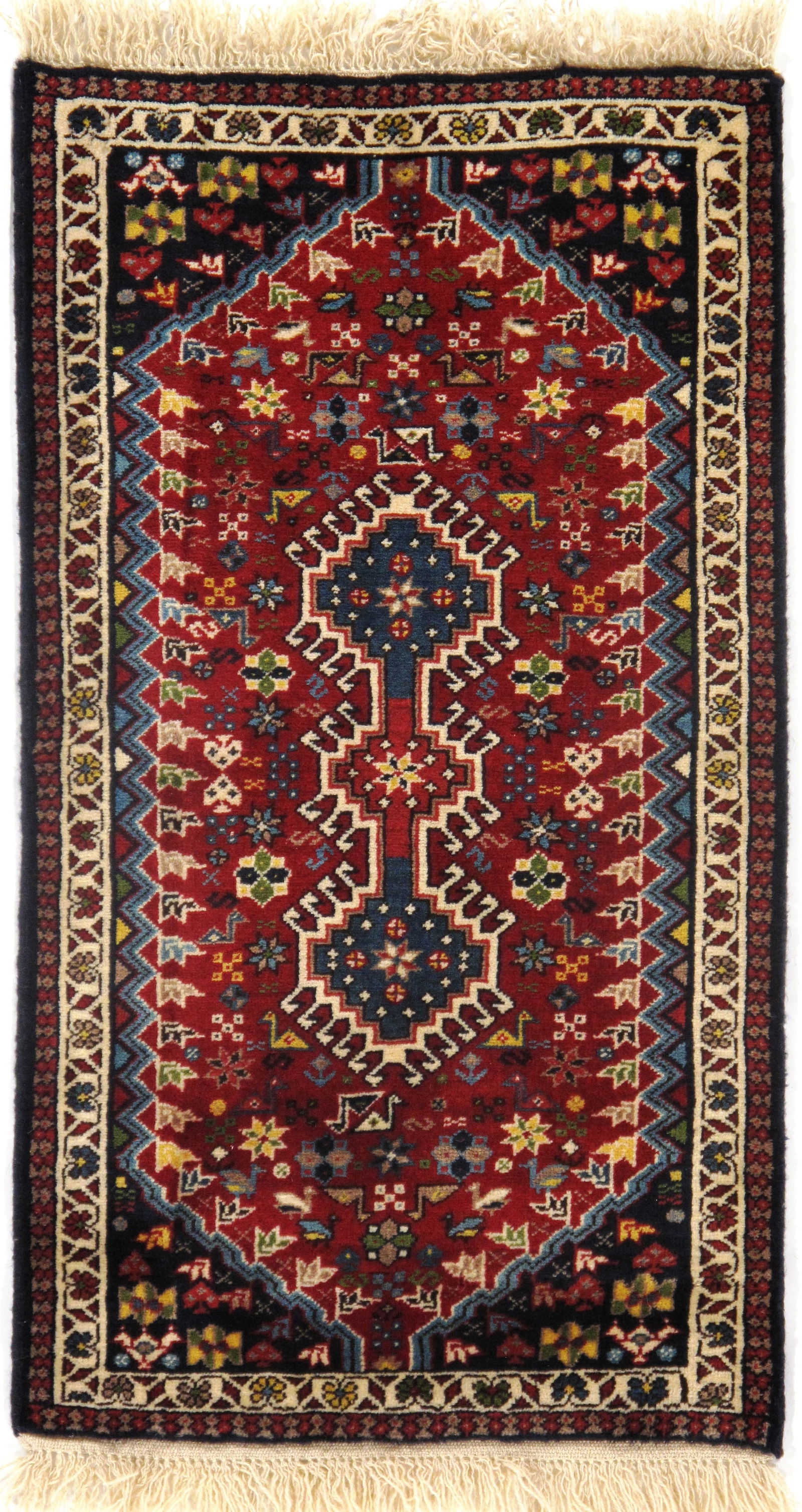 Red Persian yalameh 2' X 3'9": Red Persian yalameh 2' X 3'9" - New, Yalameh, Hand-Knotted, Lamb's Wool, 300 -D09559- 862.This item is part of our fine auction collection which includes many fine home accessories including antique r