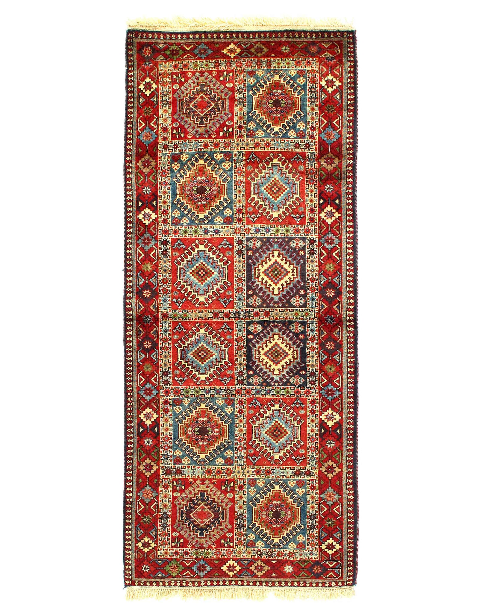 Multi color Runner Yalameh 2'.7''x 6'.7'': Multi color Runner Yalameh 2'.7''x 6'.7'' - New, Yalameh, Hand-Knotted, Lamb's Wool, 300 -D08650- 862.This item is part of our fine auction collection which includes many fine home accessories includi