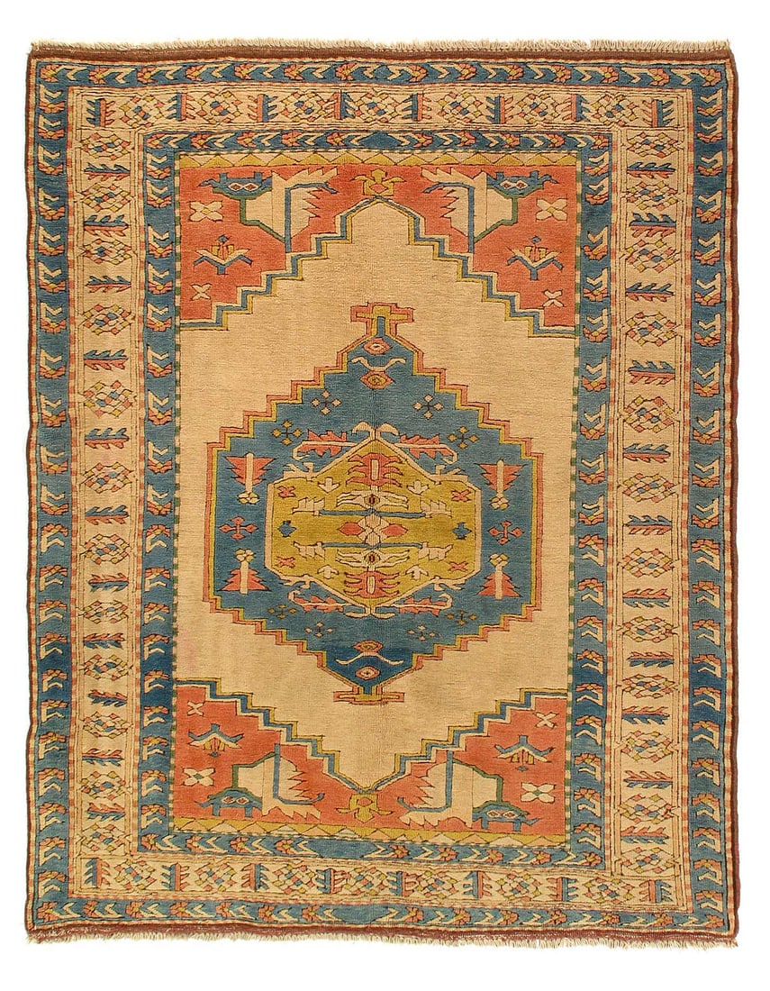 Fine Hand knotted Turkish Heriz rug 5'4"X 6'7": Fine Hand knotted Turkish Heriz rug 5'4"X 6'7" - circa 1970, Turkish, Handmade, Lamb's Wool, 300 -D03679- 862.This item is part of our fine auction collection which includes many fine home accessories