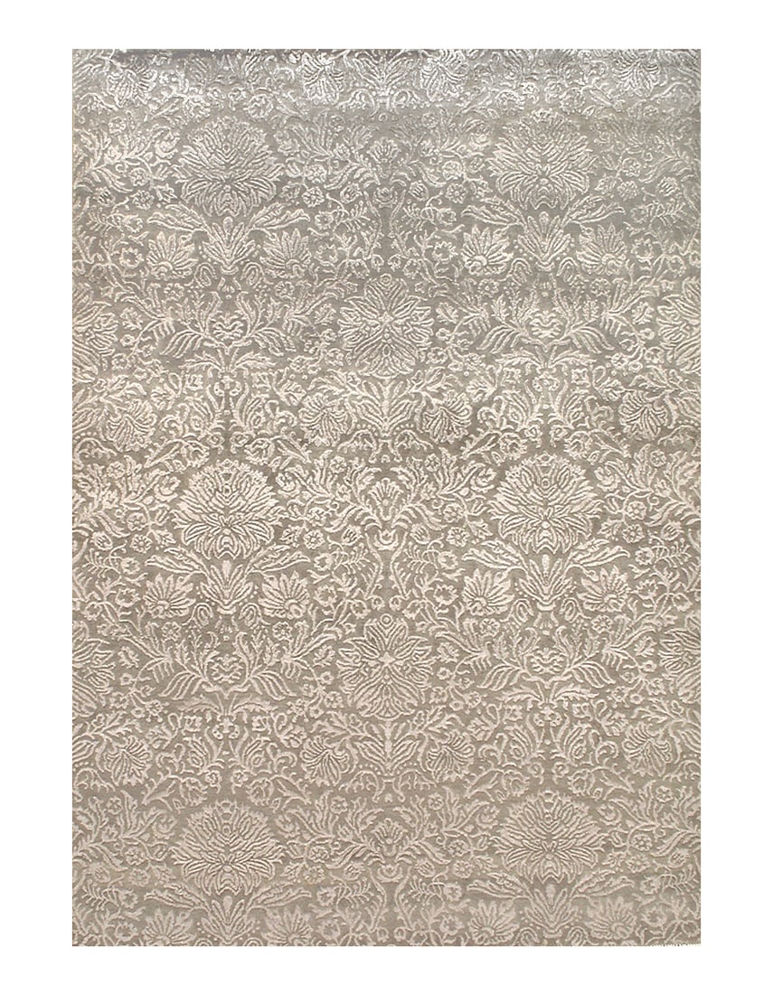 Tan Damask Tabriz Silk and Wool 5'5" x 7'9": Tan Damask Tabriz Silk and Wool 5'5" x 7'9" - New, Tabriz, Hand-Knotted, Wool, 300 -D04493- 862.This item is part of our fine auction collection which includes many fine home accessories including