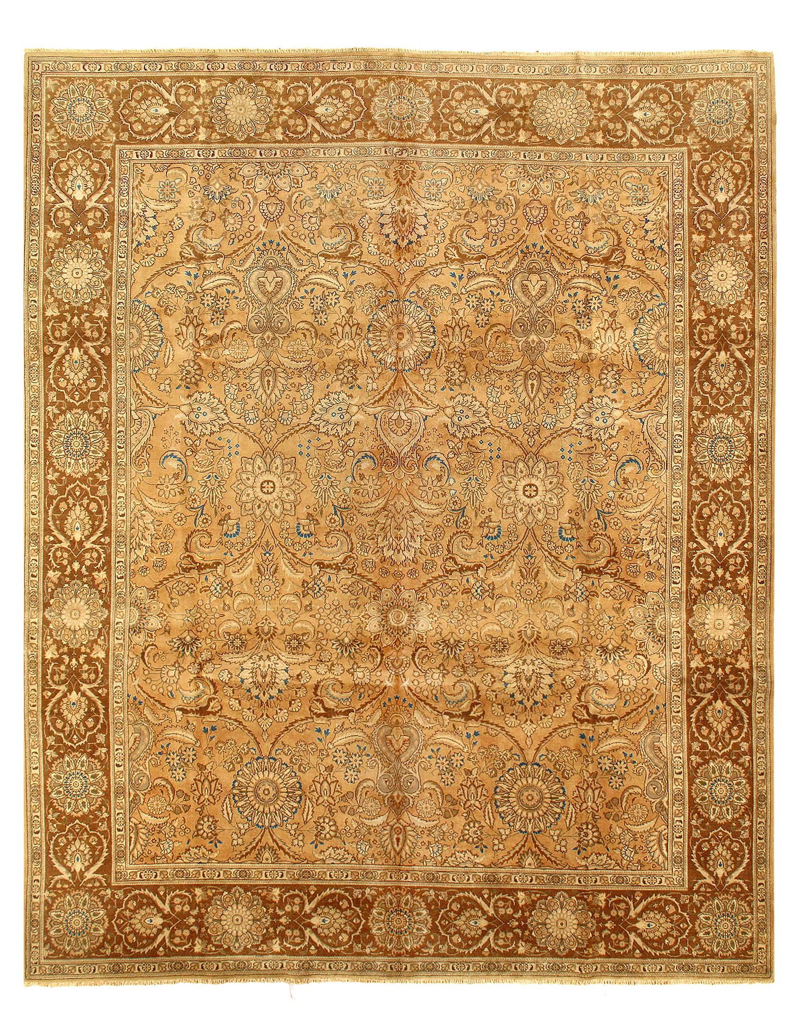 Beige Antique Persian Tabriz 10'5" X 13': Beige Antique Persian Tabriz 10'5" X 13' - Circa 1920, Tabriz, Hand-Knotted, Lamb's Wool, 300 -027636- 862.This item is part of our fine auction collection which includes many fine home accessories