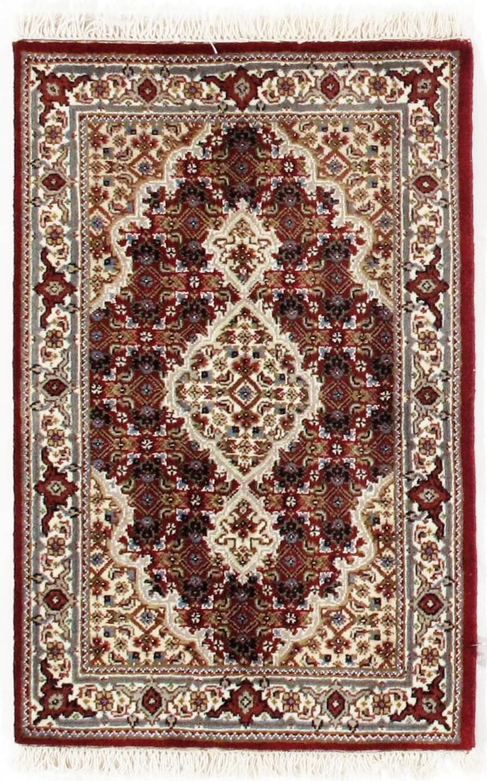 Burgundy Tabriz Design 2' x 3': Burgundy Tabriz Design 2' x 3' - New, Tabriz, Hand-Knotted, Lamb's Wool, 300 -D08898- 862.This item is part of our fine auction collection which includes many fine home accessories including antique r