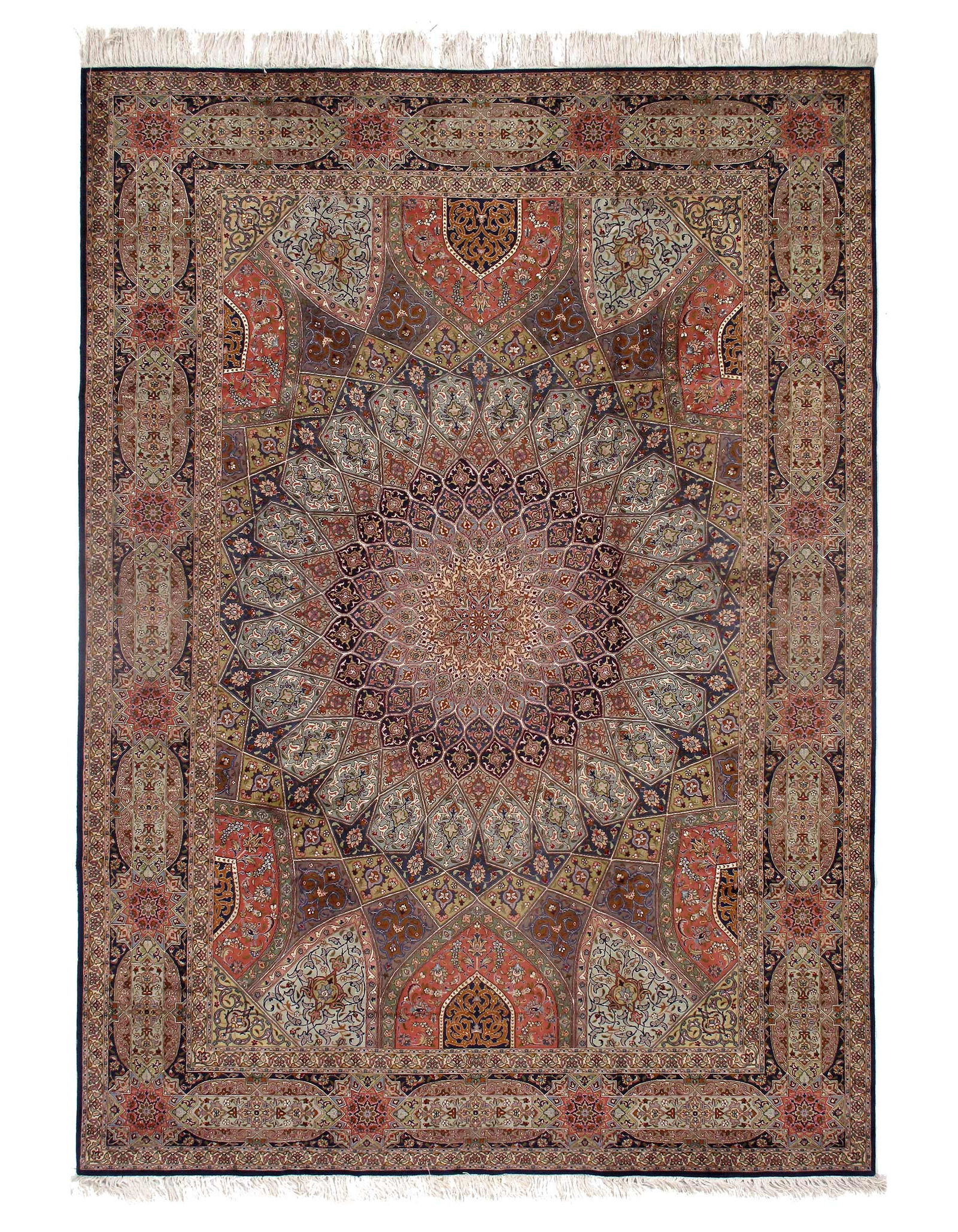 Fine silk & wool Persian Tabriz 7'11'x11'4": Fine silk & wool Persian Tabriz 7'11'x11'4" - New, Tabriz, Hand-Knotted, Wool & Silk, 300 -D09639- 862.This item is part of our fine auction collection which includes many fine home accessories includ