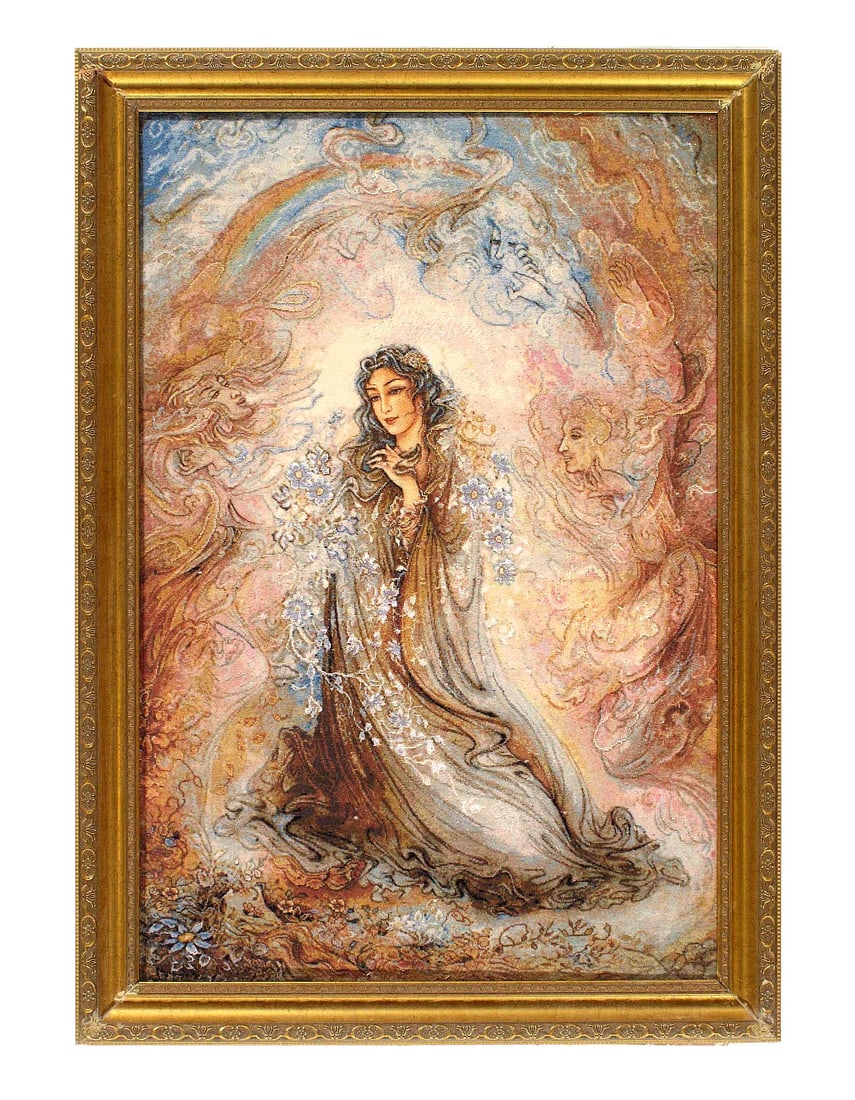 Super Fine Tabriz PICTORIAL Rug 2'6"X 3'8': Super Fine Tabriz PICTORIAL Rug 2'6"X 3'8' - CIRCA 2010, Tabriz, Hand-Knotted, Wool & Silk, 300 -D15017- 862.This item is part of our fine auction collection which includes many fine home accessories