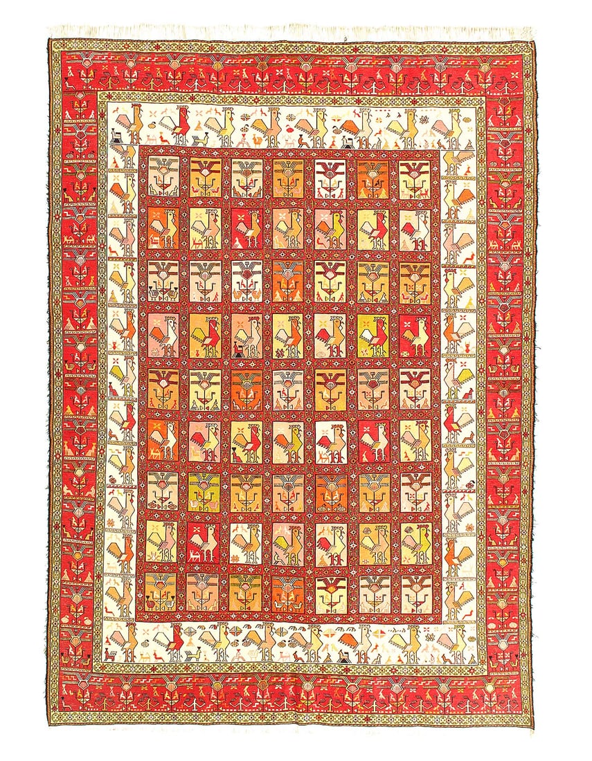 Rust Persian Sumak Silk 6'3" X 9'1": Rust Persian Sumak Silk 6'3" X 9'1" - New, Sumak, Hand-Knotted, Wool, 300 -D08079- 862.This item is part of our fine auction collection which includes many fine home accessories including antique