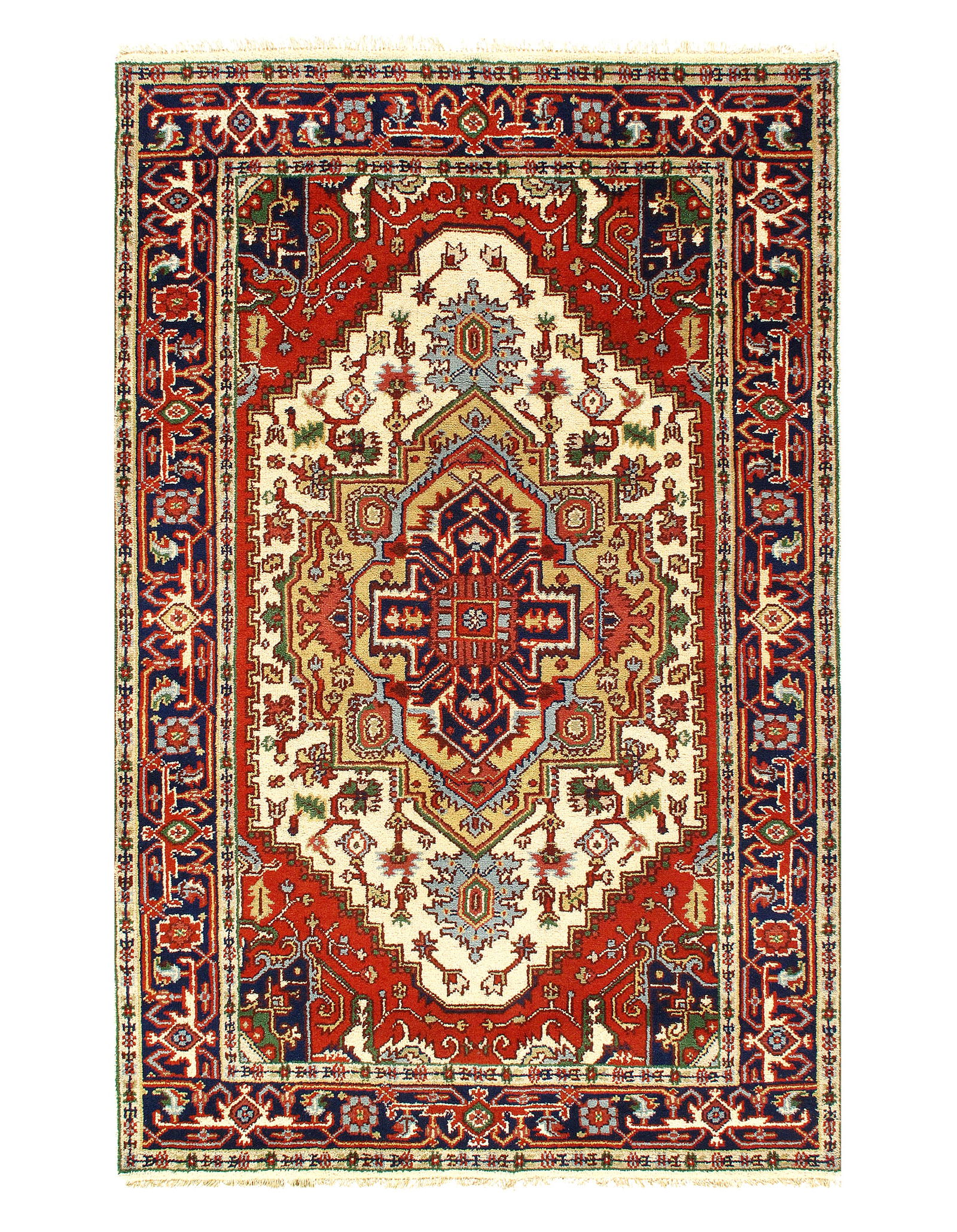 Ivory Fine Hand-Knotted Serapi Design 5' X 8': Ivory Fine Hand-Knotted Serapi Design 5' X 8' - New, Serapi, Hand-Knotted, Lamb's Wool, 300 -D11118- 862.This item is part of our fine auction collection which includes many fine home accessories