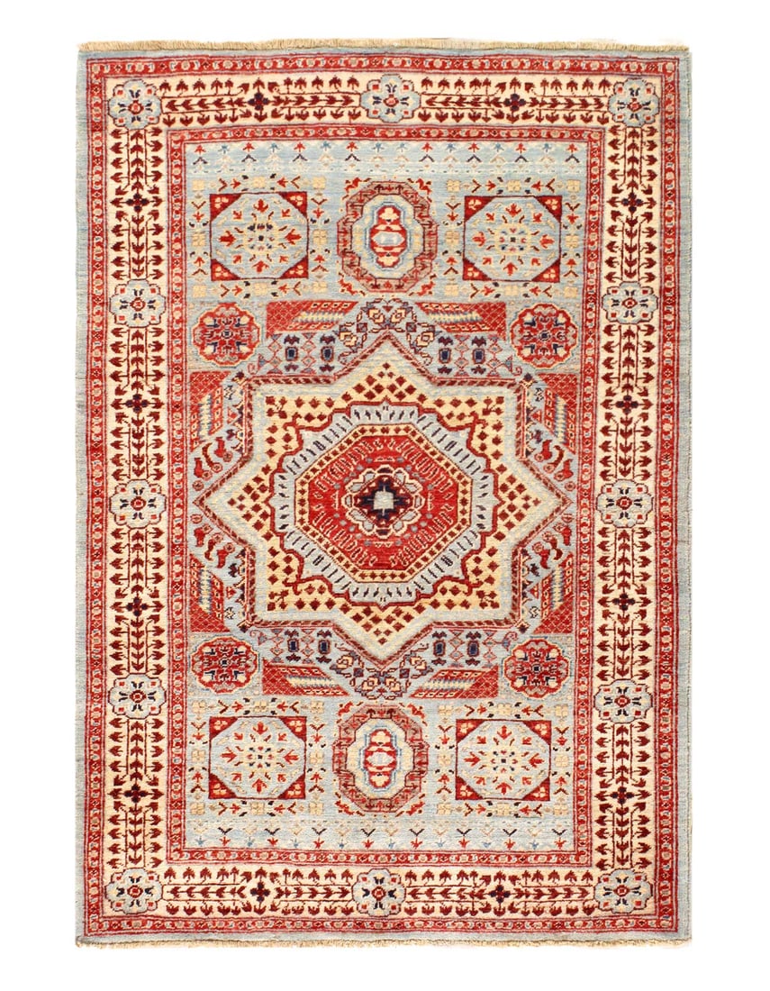 Light Blue Fine Hand knotted Mamluk rug 3'4'' X 4'11'': Light Blue Fine Hand knotted Mamluk rug 3'4'' X 4'11'' - New, Mamluk, Hand-Knotted, Lamb's Wool, 300 -D14210- 862.This item is part of our fine auction collection which includes many fine home