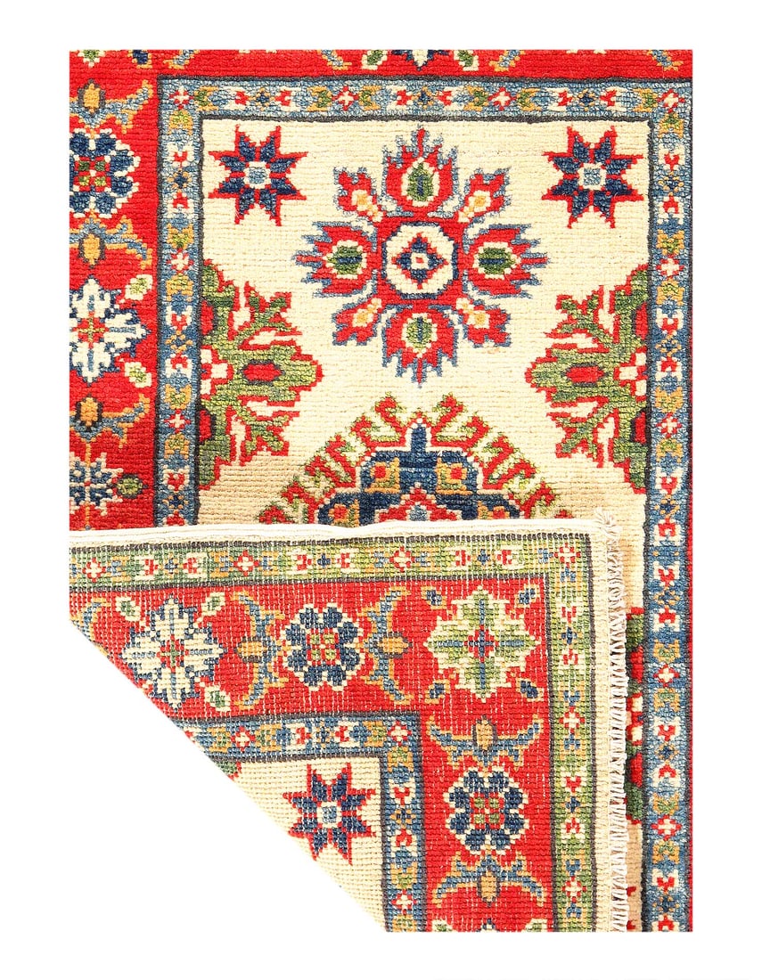 Fine Hand Knotted Kazak rug 2' X 3' - 3