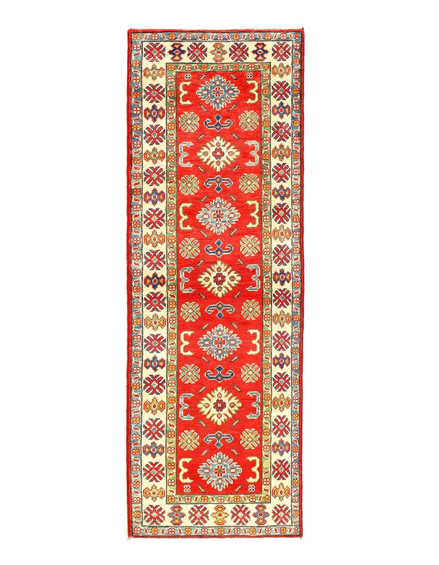 Red Color Fine Hand Knotted Kazak runner 2'1'' X 6'2'': Red Color Fine Hand Knotted Kazak runner 2'1'' X 6'2'' - New, Kazak, Hand-Knotted, Lamb's Wool, 300 -D13066- 862.This item is part of our fine auction collection which includes many fine home accessor