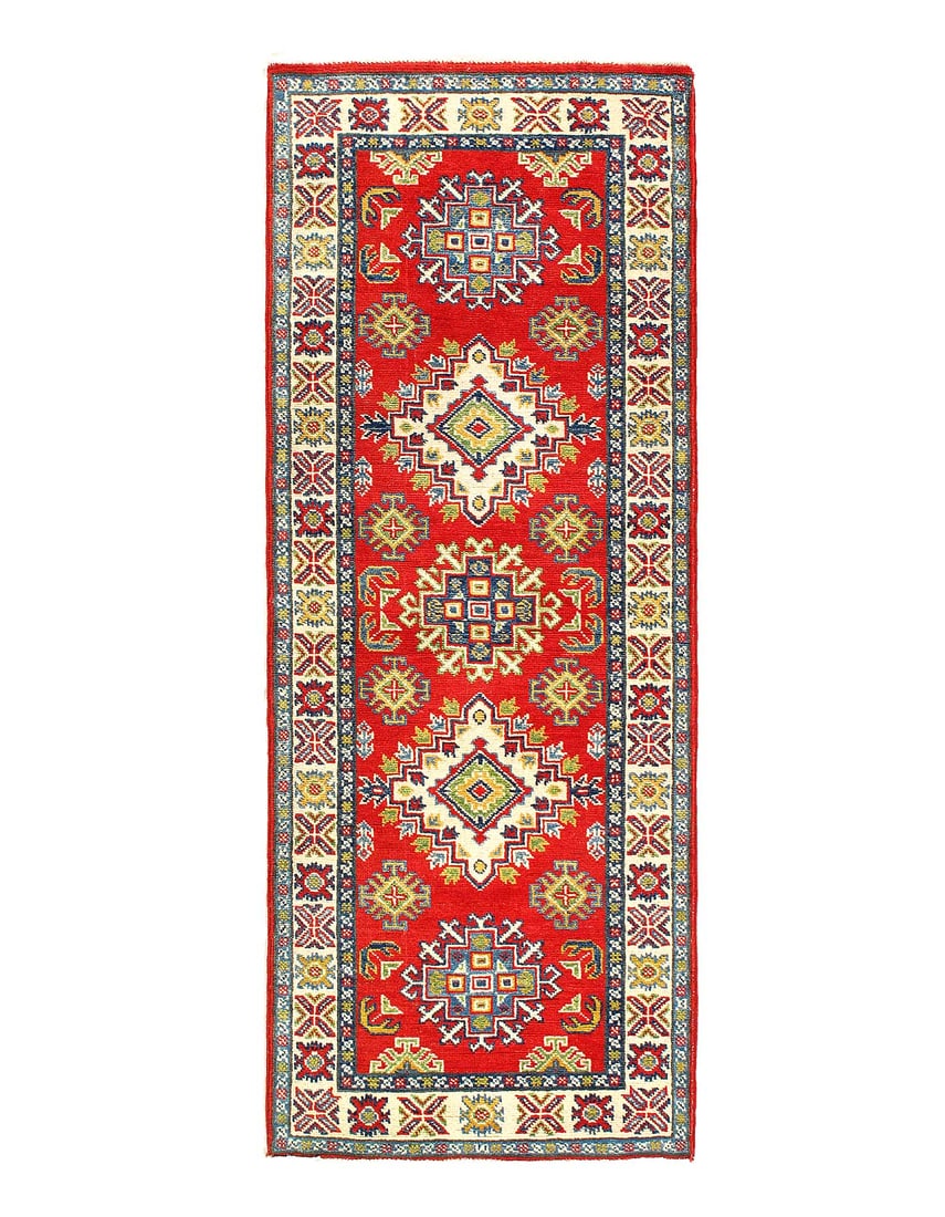 Red Color Fine Hand Knotted Kazak runner 2'3'' X 6': Red Color Fine Hand Knotted Kazak runner 2'3'' X 6' - New, Kazak, Hand-Knotted, Lamb's Wool, 300 -D13067- 862.This item is part of our fine auction collection which includes many fine home accessories