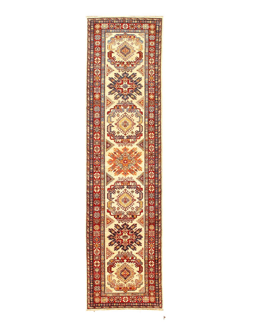 Fine Hand Knotted Kazak runner 2'8"X 10'6": Fine Hand Knotted Kazak runner 2'8"X 10'6" - NEW, Kazak, Hand-Knotted, Lamb's Wool, 300 -D15004- 862.This item is part of our fine auction collection which includes many fine home accessories includin