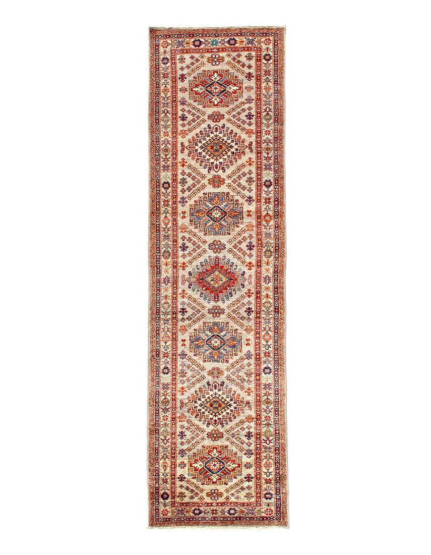 Fine Hand Knotted Kazak runner 2'9"X 14': Fine Hand Knotted Kazak runner 2'9"X 14' - NEW, Kazak, Hand-Knotted, Lamb's Wool, 300 -D15012- 862.This item is part of our fine auction collection which includes many fine home accessories including